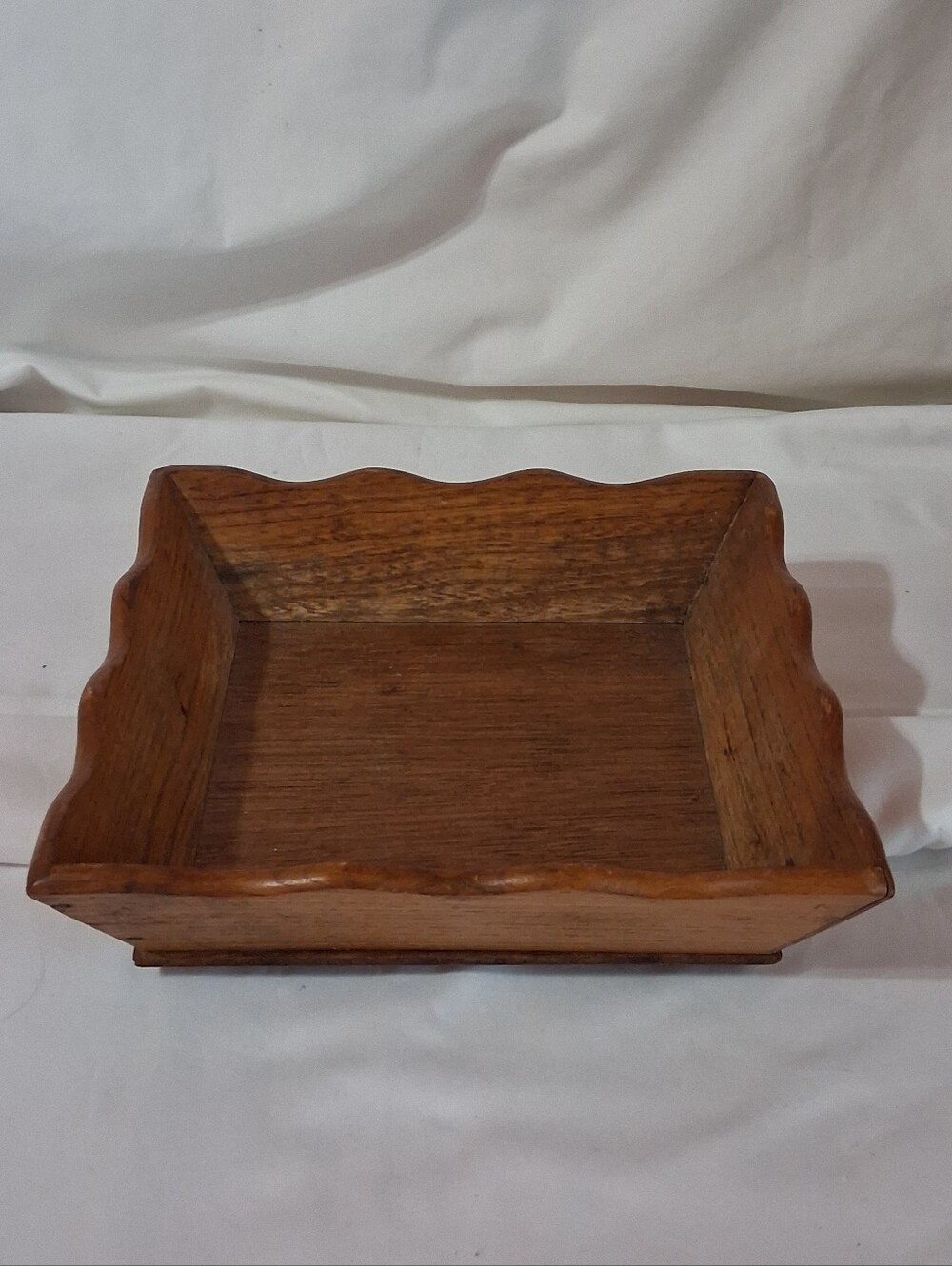Vintage Mid Century Modern Scalloped Wooden Tray - A Price Import Japan